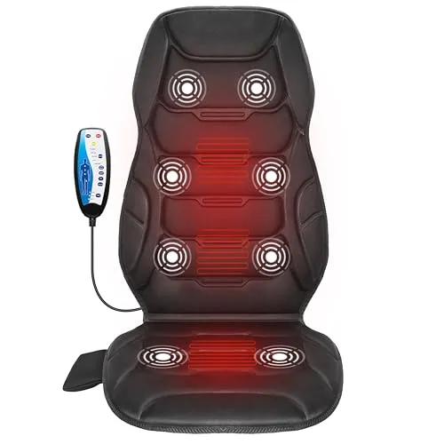 COMFIER Rückenmassagegerät mit Wärme, Vibrationsmassagekissen mit 8 Massageknoten & Modi, Massagestuhl für Home Office, beheiztes Stuhlmassagegerät für Rückenschmerzen, Männer Geschenke