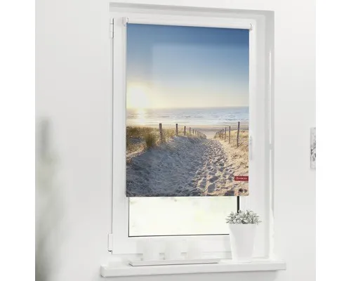 Lichtblick Klemmfix Tageslicht-Rollo Ostseestrand, 45 x 150 cm - Seitenzug-Rollo ohne Bohren, blickdicht mit hochwertigem Digitaldruckmotiv, idealer Blend- und Sichtschutz, einfach mit Klemmträger zu montieren, Made in Germany.