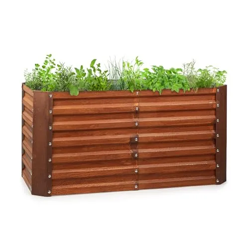 blumfeldt Rust Grow Hochbeet, 120 x 60 x 60 cm - Hochbeet aus verzinktem Stahlblech mit Rost-Finish, ideal für frisches Gemüse und Kräuter, bequemes Gärtnern im Stehen für höhere Erträge und Schutz vor Ungeziefer.