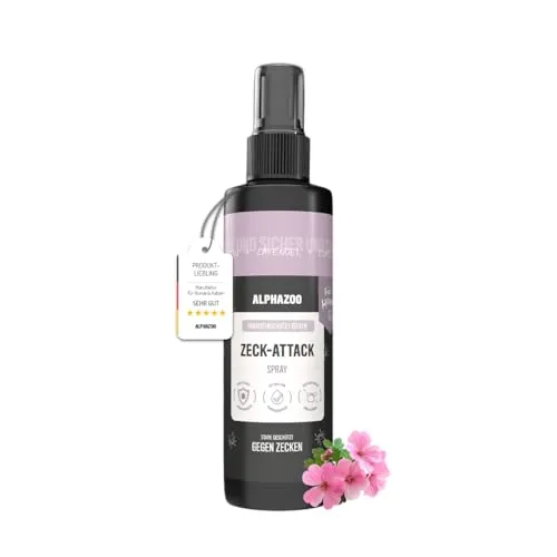 alphazoo Zeck-Attack Anti Zecken Spray für Hunde 250 ml I Natürliches Mittel gegen Zecken mit Sofortwirkung I Langzeit Zecken Schutz