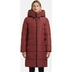 KHUJO Jilias5-YM Damen Steppmantel, Größe S, dunkelrot - Funktionsjacke: Stylischer, warmer Wintermantel mit wasserabweisendem Obermaterial, verstellbarer Kapuze und großen Taschen – ideal für kalte Tage und urbane Abenteuer.
