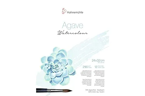 Hahnemühle Agave Watercolour, nachhaltiges Aquarellpapier aus Sisalfasern, 290 g/m², matte Oberfläche, naturweiß, 24 x 32cm