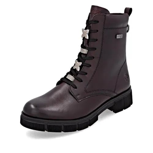 Schnürstiefelette REMONTE Damen Gr. 40, rot (bordeaux) - Modische Wanderschuhe mit wasserabweisender TEX-Membran für optimalen Wetterschutz und Komfort. Ideal für Outdoor-Aktivitäten.