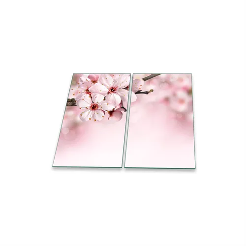 Herdabdeckplatte Ceran 2-teilig 2x30x52 Orchidee Pink Abdeckung Glas Deko Schutz