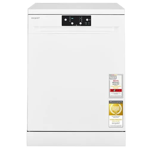 Exquisit Geschirrspüler GSP9114-450D in Weiß – 14 Maßgedecke, 4 Programme mit Eco-Funktion - Ideal für Familien – der Geschirrspüler bietet Platz für bis zu 14 Maßgedecke und überzeugt mit 4 Programmen, darunter ein effizientes Eco-Programm. Flexible Nutzung dank höhenverstellbarer Füße und klappbaren Tassenhaltern.