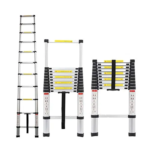 3,2m Aluminium Mehrzweckleiter Teleskopleiter Ausziehbar Leiter Klappleiter Anti-Rutsch Stufen Multifunktionsleiter Trittleiter 150KG Belastbarkeit