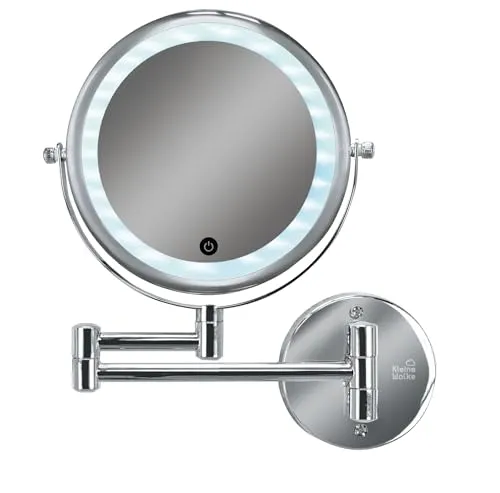 Kosmetikspiegel Lumi mit Beleuchtung - Badezimmerspiegel mit integrierter Beleuchtung für perfekte Ausleuchtung und detailgenaues Make-up. Eleganter Chromrahmen für einen modernen Look.
