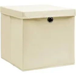 vidaXL Aufbewahrungsboxen mit Deckeln 4 Stk. - Creme - Praktische und stilvolle Faltboxen aus langlebigem Vliesstoff, ideal für die Aufbewahrung von Kleidung und Accessoires. Mit Deckeln für staubfreie Lagerung und platzsparend zusammenklappbar.