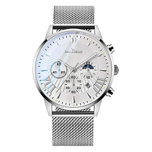 MICGIGI Mode Herren Uhren Geschäft Wasserdicht Analog Quarz Uhr Edelstahl Mesh-Gürtel Armbanduhren