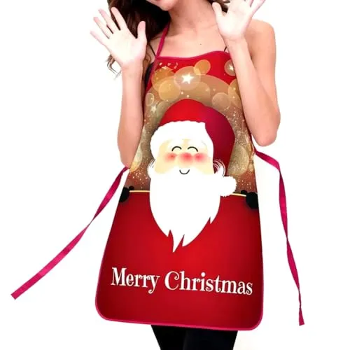 Fegtrtyoa Dekorative Weihnachtsschürzen für Frauen, Kochlätzchen, Wasserdicht, für Männer, Bäcker, Familie, Backen, A