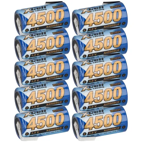 XCell SUB-C Akku Zelle 4500mAh - 10er Set - 10x Hochleistungs NiMH Akku Zelle mit 4500mAh und Z-Lötfahne, ideal für Not- und Alarmsysteme, Modellbau und Elektrowerkzeuge. Hohe Lebensdauer und schnellladefähig.
