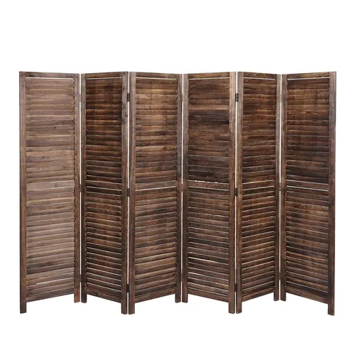 Paravent MCW-C30, Raumteiler Trennwand Sichtschutz im Vintage-Stil - Paravent im Shabby-Look, 6 Paneele mit Fensterladenoptik, ideal für kreative Raumgestaltung und Sichtschutz in jedem Zuhause.