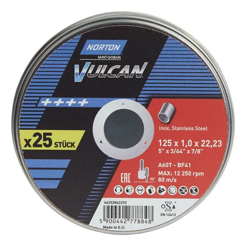 Norton Trennscheibe Dose 10x Vulcan Inox 125 x 1 mm - 66252833582 (10 Stück)
