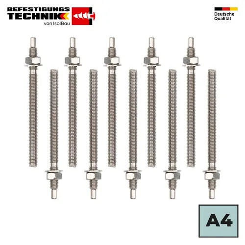 Ankerstange A4 Edelstahl M8 x110 Gewindestange 10 St ETA Zulassung Verbundmörtel