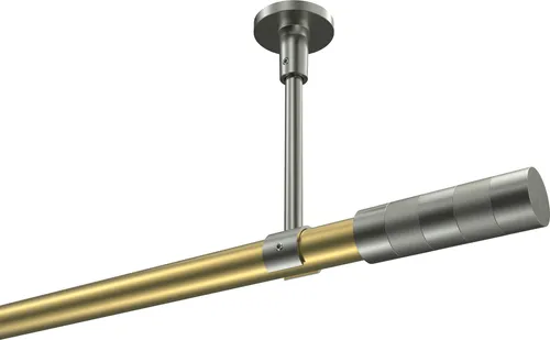 Interdeco Gardinenstange Typ Sonette Mavell 160 cm - Moderne 1-läufige Gardinenstange in Messing-Optik. Ideal für Deckenmontage, aus robustem Metall mit schlichten Zylinder-Endstücken. Perfekt für stilvolle Fensterdekoration.