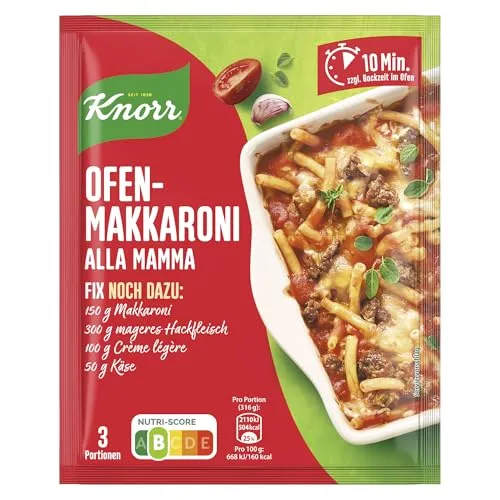 Knorr Fix Würzmischung Ofen-Makkaroni alla mamma für ein leckeres Nudelgericht ohne geschmacksverstärkende Zusatzstoffe 48 g