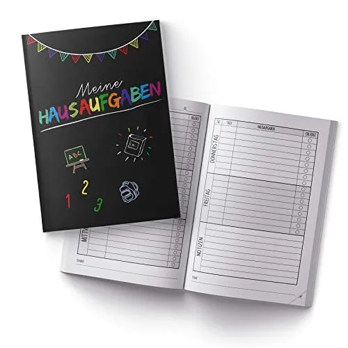 itenga Hausaufgabenheft Tafel DIN A5 96 Seiten Schulbedarf Meine Hausaufgaben Einschulung für Grundschule