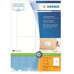 Herma Premium 4472 Etiketten weiß 78.7 x 139.7mm - 400 Stück - Universaletiketten für nahezu alle Drucker, mit umweltfreundlicher, CO2-neutraler Produktion und starkem, permanentem Haftkleber. Ideal für C6 Kuverts, 100% recyclingfähig.
