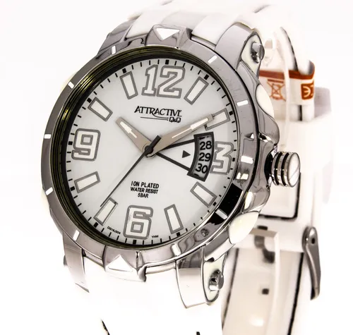 Q&Q by Citizen Herrenuhr DG16J304Y Silikonband Datum Leuchtzeiger 5ATM