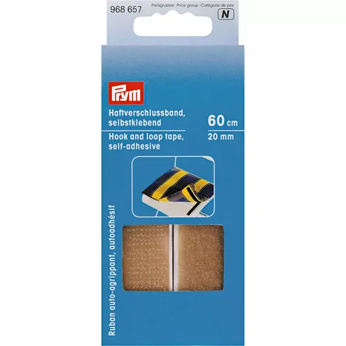 PRYM Haftverschlußband beige 20mm KLETTBAND selbstklebend 968657