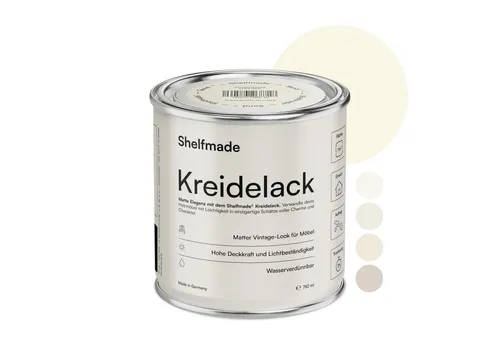 shelfmade Kreidefarbe - Shabby Chic Holzlack für Möbel - Farben & Lacke, 750 ml, ideal für DIY-Projekte mit matter Optik und perfektem Shabby Chic Finish.