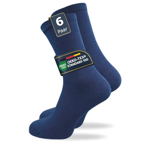 GAWILO Herren Venensocken (6 Paar) | Ohne Gummibund & ohne Naht | Venenfreundliche, blickdichte Wellness Socken | Geeignet für Diabetiker (47-50, blau)