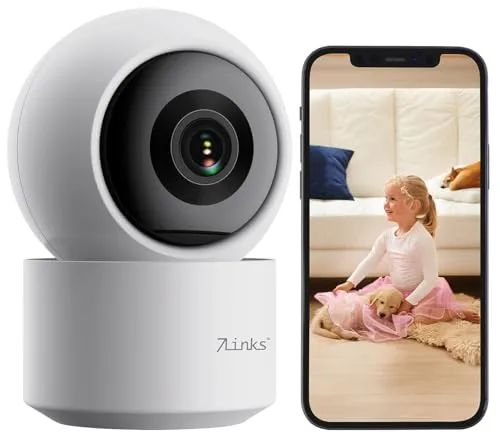7links Cam: 2K-Pan-Tilt-Überwachungskamera mit WLAN & Patrouillen-Funktion, weiß (360°-WLAN-Überwachungskamera, Kamera WiFi innen, Überwachungssysteme)