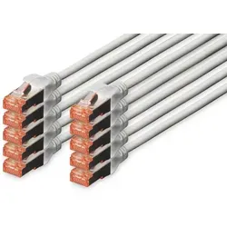 Digitus CAT 6 S/FTP Patchkabel, 10 Stück - Hochwertige Netzwerkverbindung mit 10 CAT 6 S/FTP Patchkabeln. Ideal für schnelle Datenübertragungen und zuverlässige Leistung. Mit geprüfter Qualität und optimiertem Brandverhalten für Ihre Sicherheit.