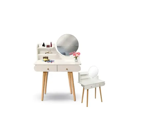 Schminktisch mit Spiegel Weiß Kosmetik Tisch Spiegeltisch Kommode Neu Mofern