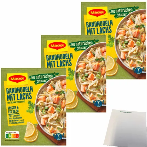 Maggi Fix Bandnudeln mit Lachs 3er Pack 3x40g Packung usy Block
