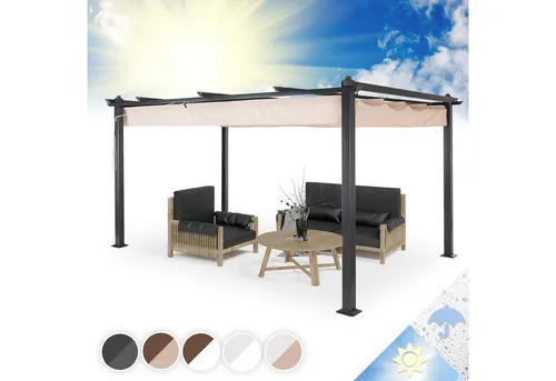 blumfeldt Pavillon Pantheon 3x4 - Terrassenüberdachung für Garten und Grill - Rechteckiger Pavillon 3x4 m aus robustem Aluminium und Polyester, idealer Sonnenschutz für Garten und Camping.