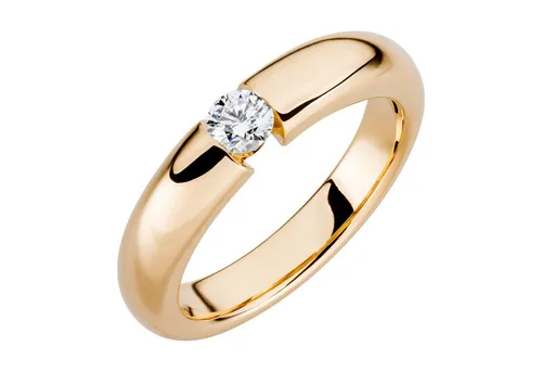 Orolino Damen Ring 750/- Gold Glänzend mit Brillant 0,25ct - Ringe für Damen: Klassischer Solitär Ring aus 750/- Gelbgold mit 1 Brillant (0,25 ct), exklusives Design aus Deutschland, ideal als Geschenk für besondere Anlässe.