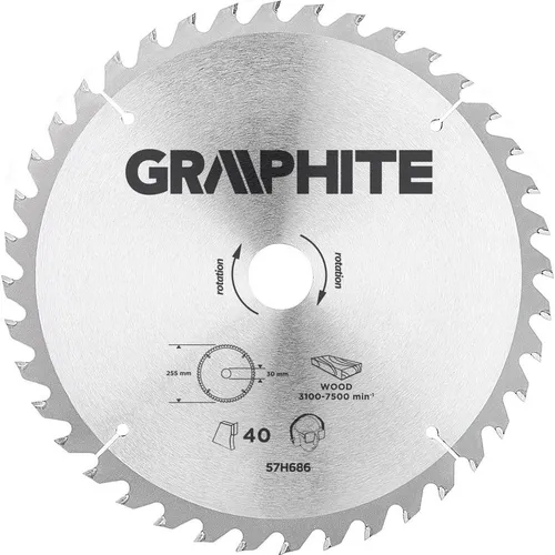 Graphite Graphit-Kreissägeblatt 255x30mm 40 Zähne 57H686 (57H686)