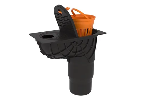 Uzman Entwässerungsrinne Regensinkkasten Regenrohrablauf Dachrinnenablauf mit Laubfangkorb, Bestalstbar bis 400Kg, Dachrinnenablauf: DN110 und DN125