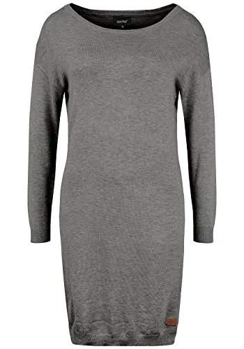OXMO OXElla Damen Strickkleid - Elegantes Feinstrickkleid in Grey Mel - Freizeitkleider für Damen, hochwertig verarbeitet und nachhaltig produziert, ideal für vielseitige Styles und jeden Look.