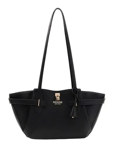 GUESS Schultertasche Yesba Girlfriend Black - Elegante Schultertasche in Schwarz mit geräumigem Hauptfach und praktischen Fächern. Verstellbarer Schulterriemen für individuellen Tragekomfort und sicherer Reißverschluss für optimale Aufbewahrung.