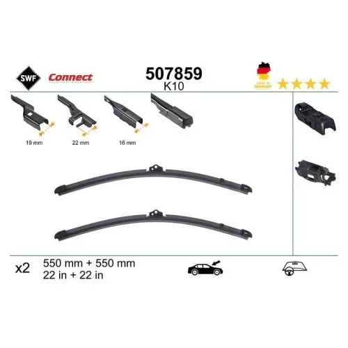 f.becker_line Wischblatt vorne 2x für VW, Mercedes-Benz, Land Rover - Scheibenwischer mit Spoiler, Länge 550 mm (22 Zoll), für optimale Sicht bei jedem Wetter. Ideal für VW Beetle und Mercedes-Benz C-Klasse.