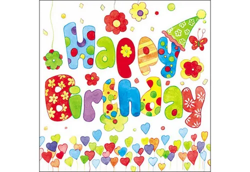 Ambiente Luxury Paper Products Papierserviette, Servietten Papier 33x33cm 3-lagig mit Happy Birthday Motiv 20 Stk.