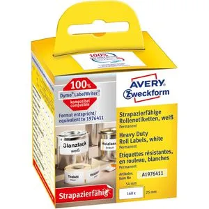 Zweckform Dymo-Etiketten für Dymo 1976411, weiß, 25x54mm 1 Rolle Adress-Etiketten Kunststoff permanent
