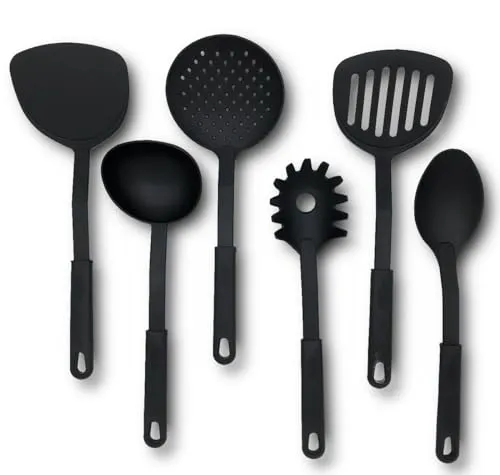 6-teiliges Küchenhelfer Set hitzebeständig & pflegeleicht - Praktisches Kochlöffel Set für den Alltag in der Küche