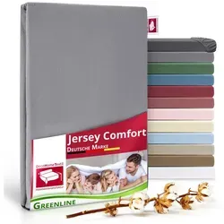 DecoHomeTextil Heimtextilmanufaktur Spannbettlaken Greenline Spannbettlaken Premium Jersey aus 100% Baumwolle grau 180-200x200x30 cm
