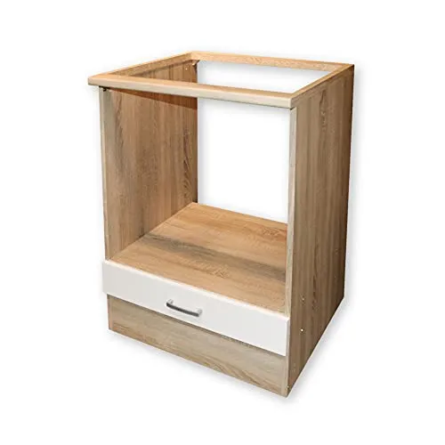 BEGA BBK Herdumbauschrank Sonoma-Eiche/weiß 60x90x60 cm - Herdumbauschrank in modernem Design, ideal für Ihre Küche. Mit 1 Klappe und einfacher Selbstmontage – perfekte Lösung für jeden Backofen.