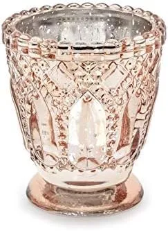 4er Set edle Teelicht-Halter Teelicht-Gläser rosé-Gold/Kupfer - Tisch-Deko Hochzeit Geburtstag Kerzen-Ständer Weihnachten Konfirmation Kommunion & Taufe Shabby Chic Vintage 1x 4er Set = 4 Gläser