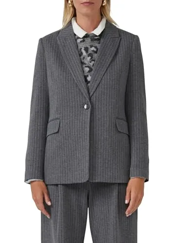 s.Oliver BLACK LABEL Jackenblazer Indoor-Blazer - Eleganter, taillierter Blazer mit Nadelstreifen, perfekt für stilvolle Auftritte im Büro oder bei besonderen Anlässen.
