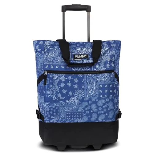 Punta Wheel Print Einkaufstrolley Einkaufsroller Einkaufswagen Shooping Trolley 10008, Farbe:Denim/Weiss