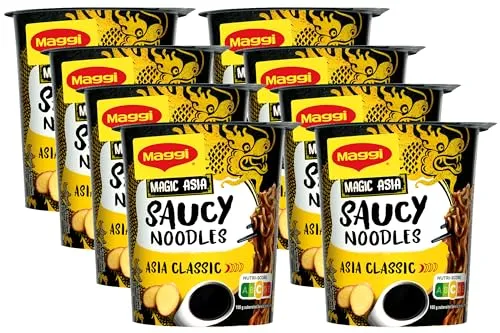 MAGGI Magic Asia Saucy Noodles Asia Classic Cup, 8er Pack (8 x 75g)
