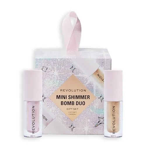 Revolution Beauty Mini Shimmer Bomb Lip Duo Geschenkset, 2-teiliges Set mit Sheer Finish, Vegan & Tierversuchsfrei