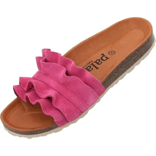 Palado Pantoletten Damen Vilnado - bequeme Sandalen Made in Spain - Hausschuhe mit Kork-Fußbett - modische Sommerschuhe Pink UK5,5 - EU38