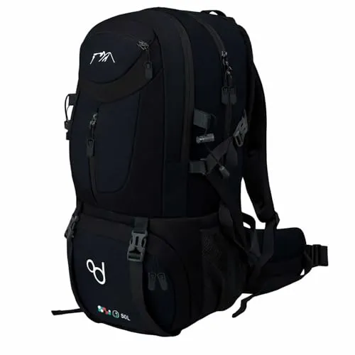 OcioDual Wanderrucksack, 50 Liter, Wasserdicht Und Leicht, Dunkelblau, Mehrere Taschen, Ideal für Reisen, Berg, Camping, Outdoor, Ultraleicht, für Damen Und Herren