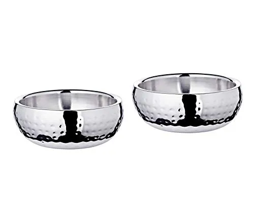 EDZARD 2er Set Schale Pluto - Hochglanzpolierte Edelstahl Snackschalen - Snackschalen & Dipschalen: Elegantes 2er Set aus gehämmertem Edelstahl, ideal für stilvolles Servieren von Snacks und kleinen Dekorationen.